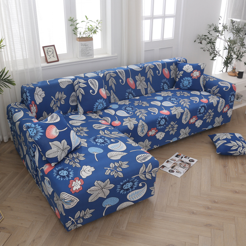 2020新款四季款印花系列沙发套 单人位尺寸90-140cm 蓝色经典