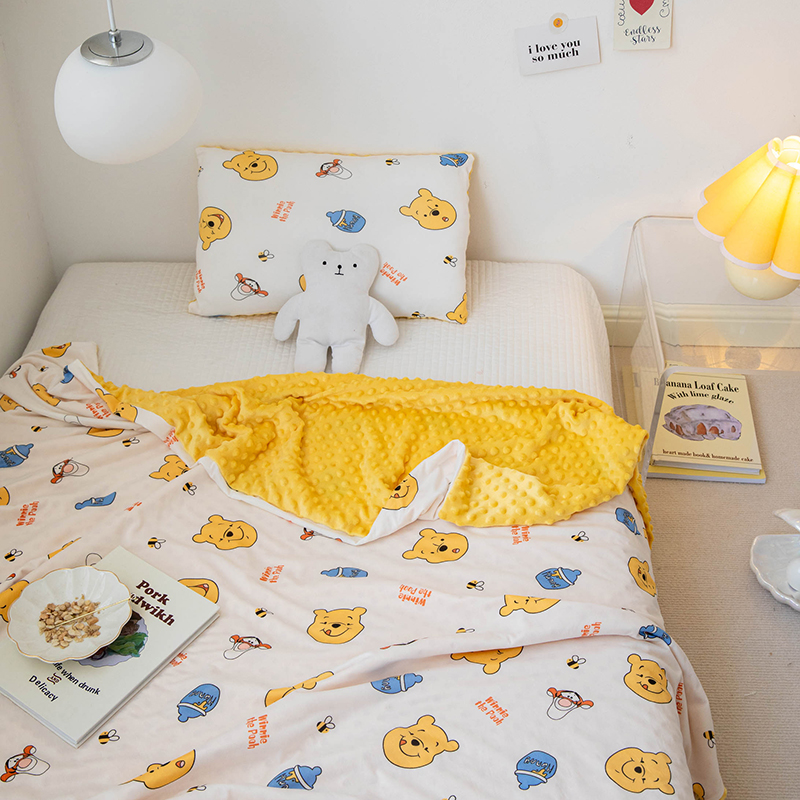 2023新款针织棉可拆洗豆豆枕儿童枕幼儿园枕头直播引流赠品 黄色维尼豆豆枕