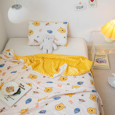 2023新款针织棉可拆洗豆豆枕儿童枕幼儿园枕头直播引流赠品 黄色维尼豆豆枕