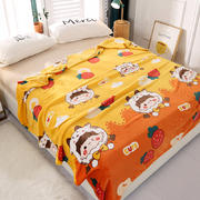 2023新款法兰绒印花卷边毛毯系列 70*100cm单毯（颜色随机） 小可爱黄