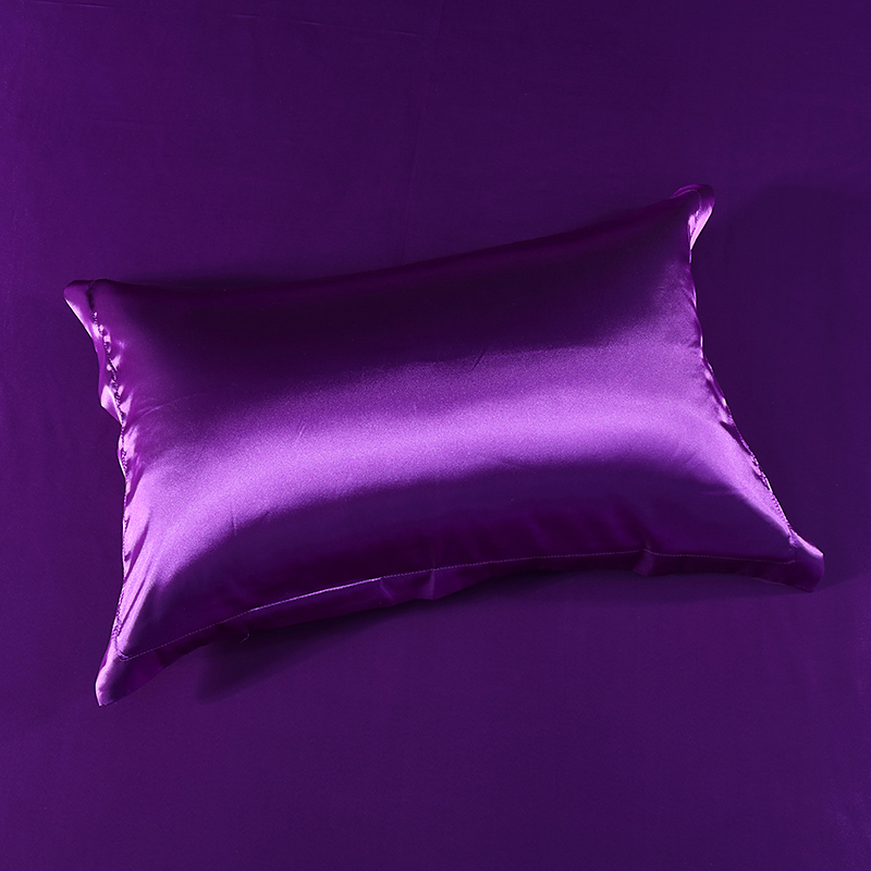 2024新款水洗真丝单品枕套冰丝枕头套丝绸枕套绸缎床上用品 48cmX74cm/对 温馨紫8
