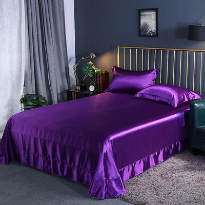 2024新款水洗真丝单品床单丝滑祼睡冰丝床单丝绸床单 230cmx250cm（直角） 温馨紫6