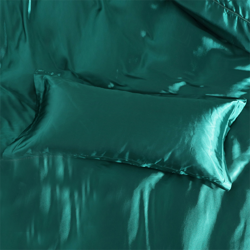 2024新款水洗真丝单品长枕套1.2米1.5m双人枕套冰丝枕套丝绸枕头套 48cmX150cm 墨绿