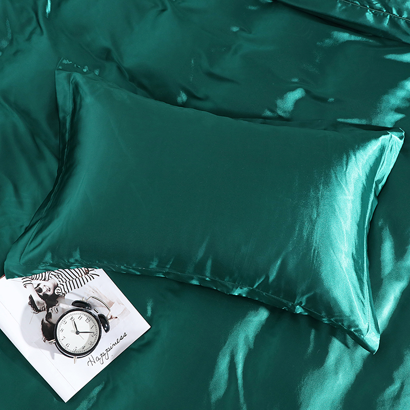 2024新款水洗真丝单品枕套冰丝枕头套丝绸枕套绸缎床上用品 48cmX74cm/对 墨绿