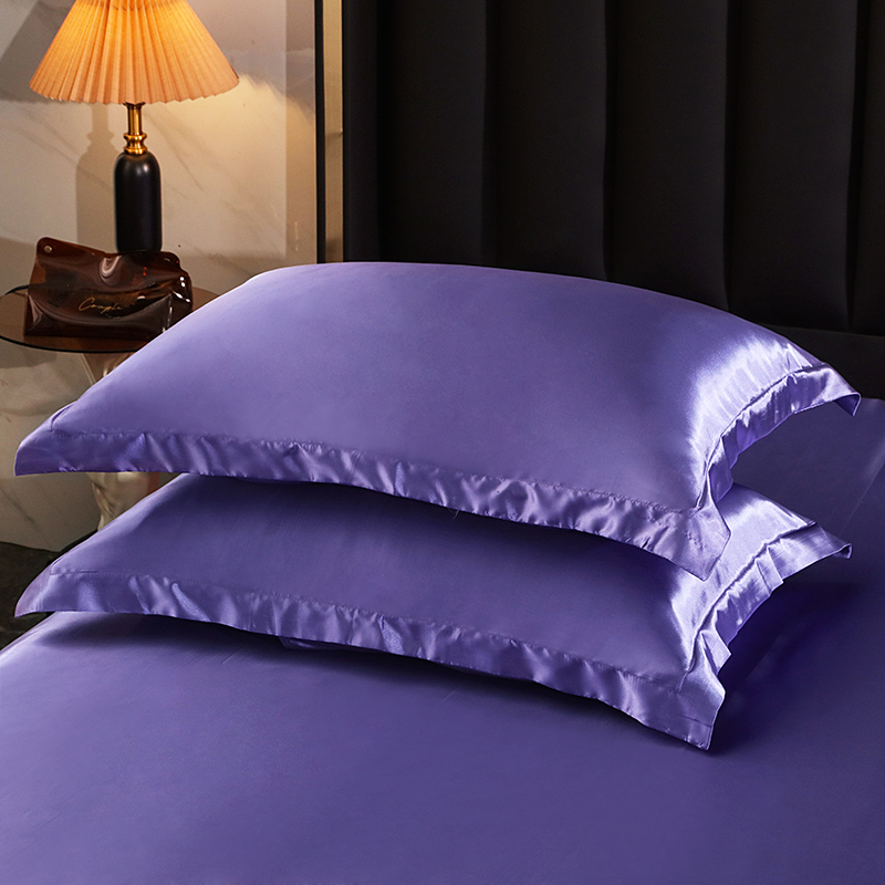 2024新款水洗真丝单品枕套冰丝枕头套丝绸枕套绸缎床上用品 48cmX74cm/对 魔芋紫