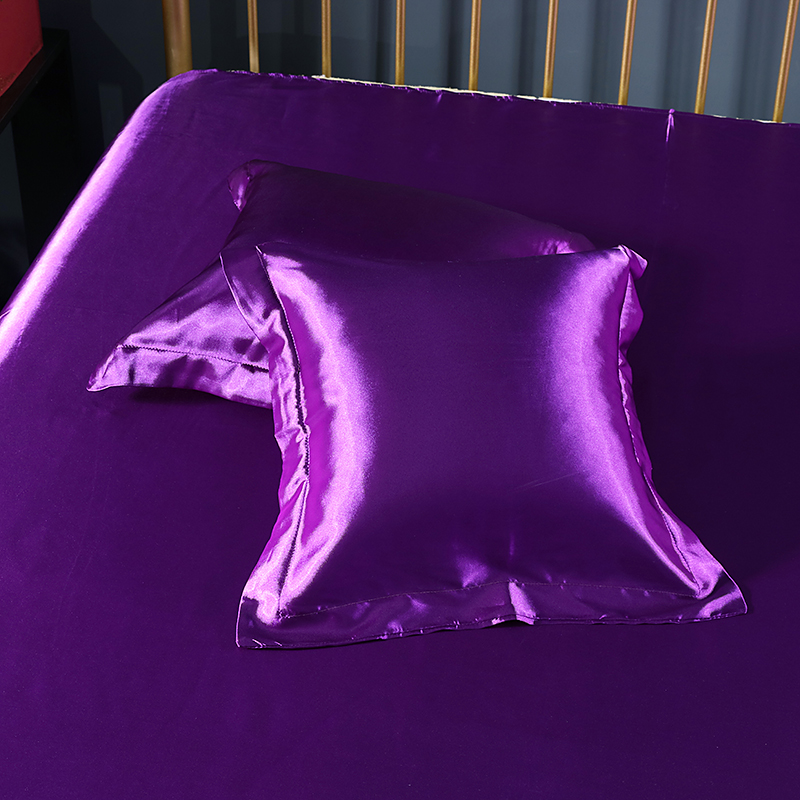 2024新款水洗真丝单品方枕套 冰丝枕套丝绸抱枕套 50x50cm枕套一对 温馨紫