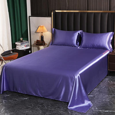 2024新款水洗真丝单品床单 丝滑祼睡冰丝床单丝绸床单 230*250cm单床单 魔芋紫
