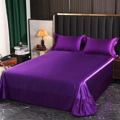 2024新款水洗真丝单品床单 丝滑祼睡冰丝床单丝绸床单 230*250cm单床单 温馨紫
