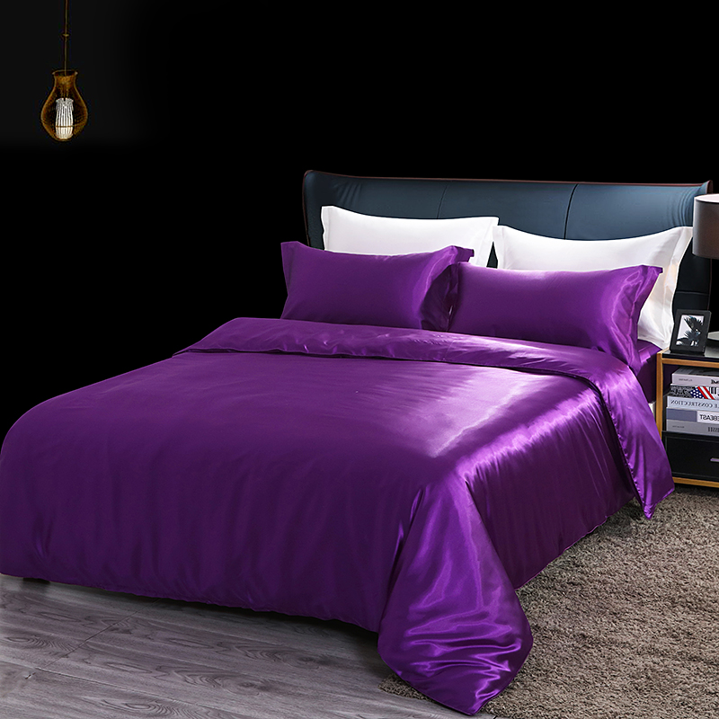 2024新款水洗真丝四件套 冰丝床单丝绸被套丝滑裸睡床上用品（系列五） 1.2m床单款四件套 温馨紫