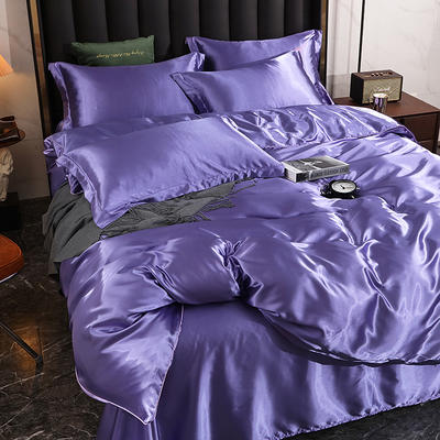 2024新款水洗真丝四件套 冰丝床单丝绸被套丝滑裸睡床上用品（系列七） 1.2m床单款四件套 魔芋紫