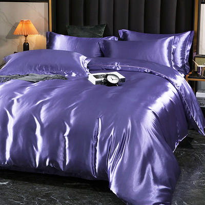 2024新款水洗真丝四件套 冰丝床单丝绸被套丝滑裸睡床上用品（系列八） 1.2m床单款四件套 魔芋紫