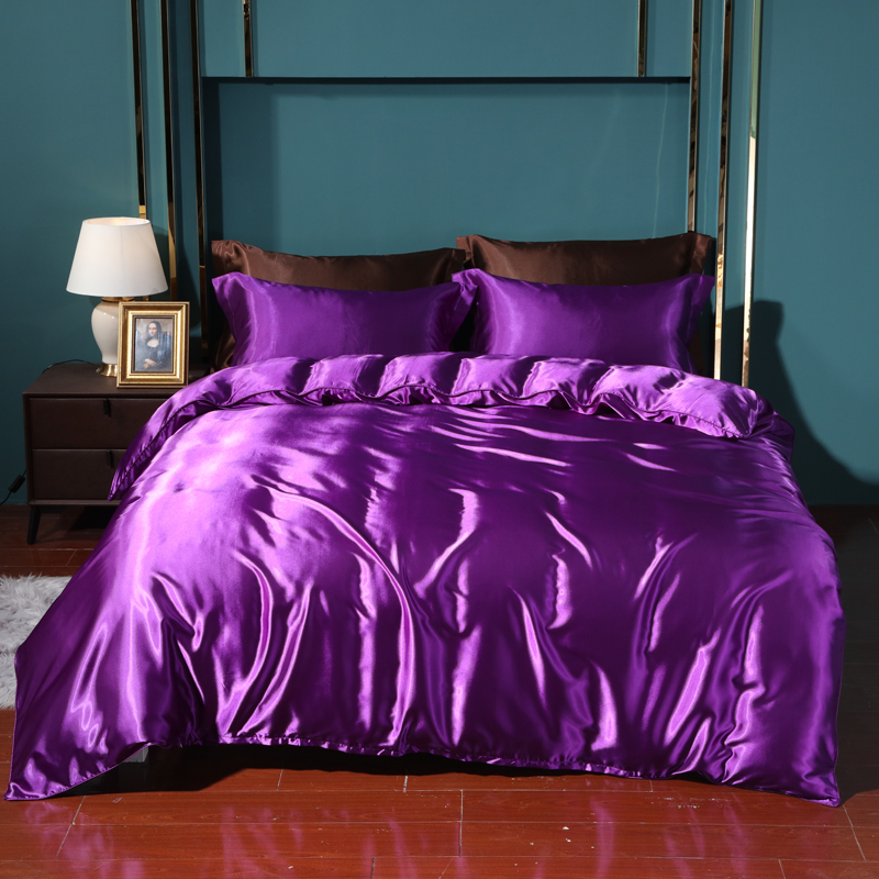 2024新款水洗真丝四件套 冰丝床单丝绸被套丝滑裸睡床上用品（系列十一） 1.2m床单款四件套 温馨紫