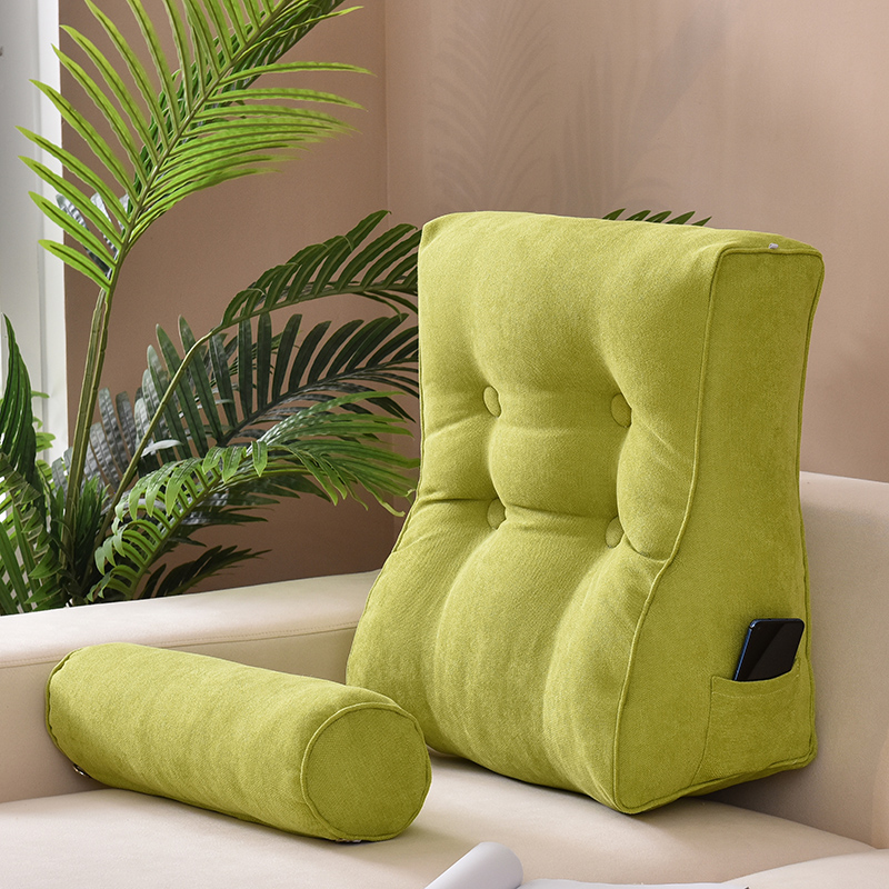 新款立体床头靠背沙发大靠垫带圆枕飘窗靠枕 50*50*25cm 果绿色