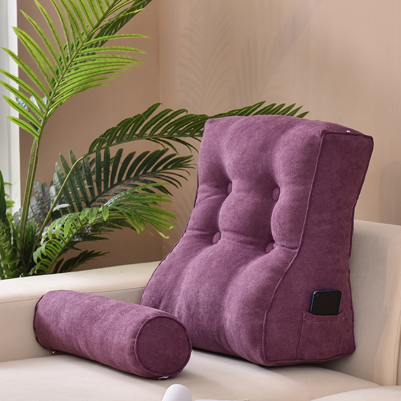 新款立体床头靠背沙发大靠垫带圆枕飘窗靠枕 50*50*25cm 紫色