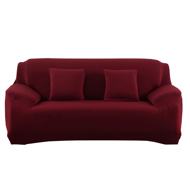 2023新款四季纯色沙发套坐垫套坐垫套靠枕套 双人145-185cm 酒红色