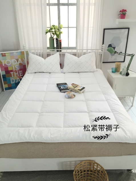 床褥床垫   松紧带褥子（薄款） 1.5*2.0 白