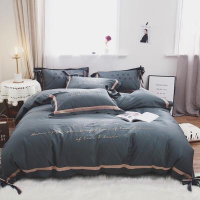 2019新款-60长绒棉刺绣四件套温情时光系列 床单款1.5m（5英尺）床 音绿
