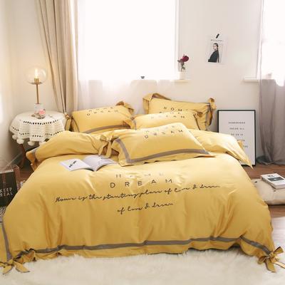 2019新款-60长绒棉刺绣四件套温情时光系列 床单款1.5m（5英尺）床 玉米黄
