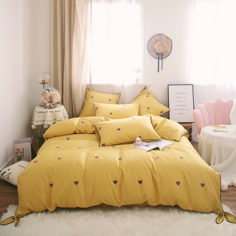 2019新款-60s长绒棉四件套 床单款1.8m（6英尺）床 黄