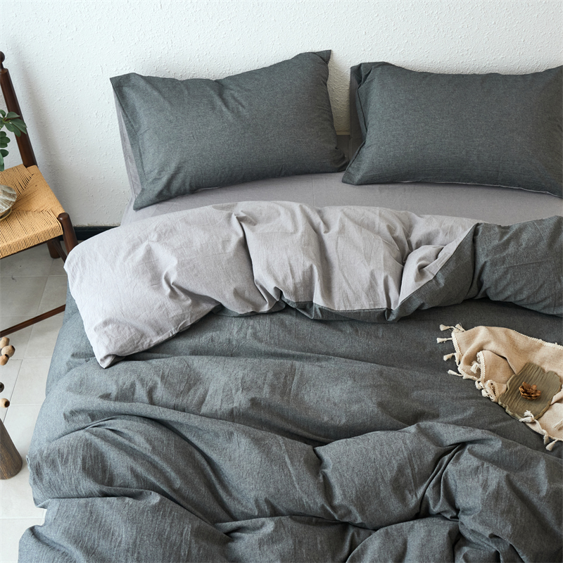 2025新款A类色织全棉纯色水洗棉四件套、单被套、床单款、床笠款（全尺寸） 全棉水洗棉-豆沙