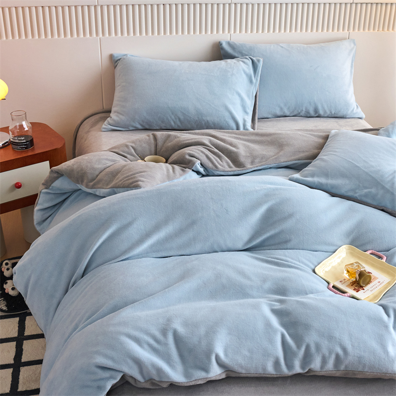 2025新款200克重纯色单面绒牛奶绒四件套 套件、单品、床单款、床笠款--全尺寸 宝石蓝