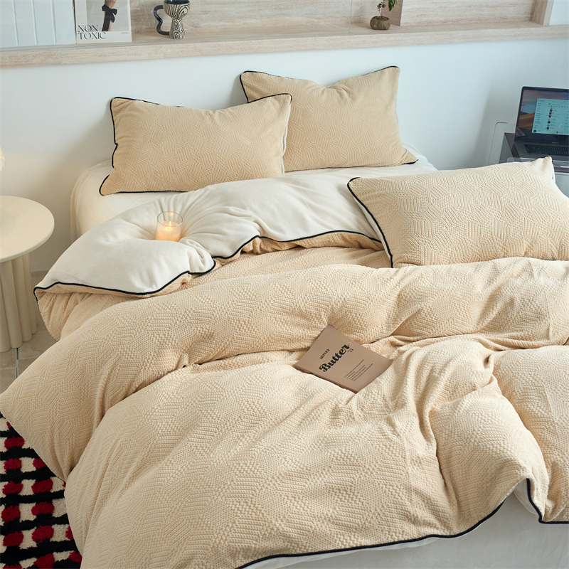 2025新款牛奶绒嵌边提花剪花四件套（含买家秀和质检报告） 心链-薄荷绿