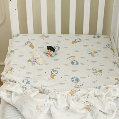 2024新款A类双层纱儿童床笠婴儿幼儿园拼接床床罩 系列---【场景二】 50*90cm 双层纱-飞彩宝宝