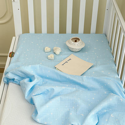 2024新款A类双层纱儿童床笠婴儿幼儿园拼接床床罩 系列---【场景二】 50*90cm 双层纱-星空蓝