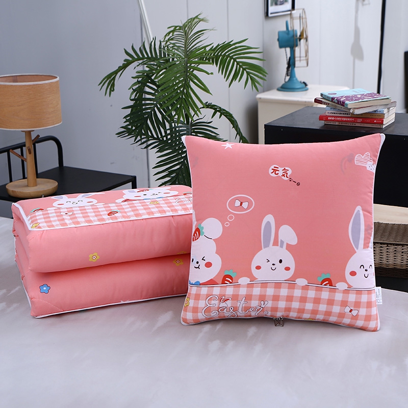 2023新款精梳棉抱枕被系列 40X40cm 打开1.05X1.5m 萝卜兔-粉
