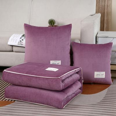 2023新款水晶绒纯色贴布抱枕被 40X40cm展开1.05X1.45m 紫色