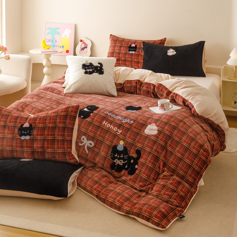 2025秋冬仿羊绒毛呢触感蒂芙呢绒—萌趣贴布绣 晚安猫