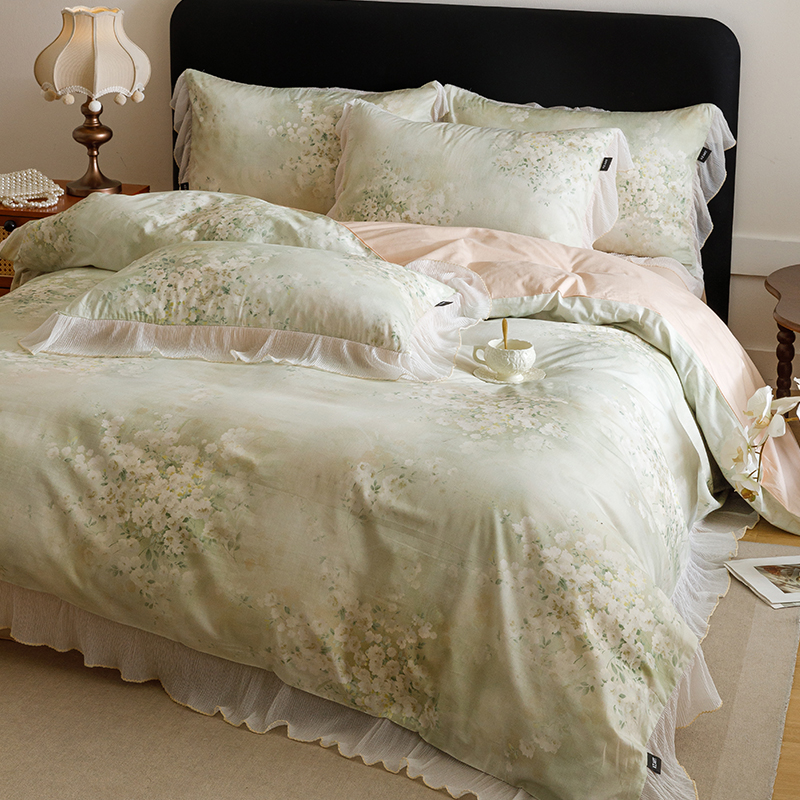 2026春夏全棉法式复古油画风花边款四件套 绽放序曲