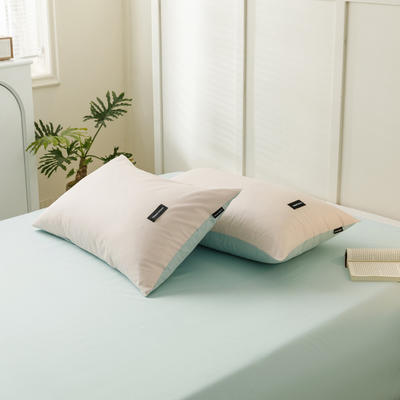 无印水洗棉— 枕套 48cmX74cm 冰粉+自然绿枕套