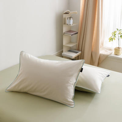 莫琳-单枕套 48cmX74cm（一对） 莫琳 枕套白绿