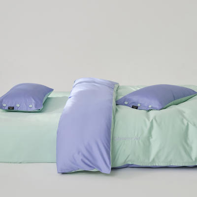 2024新款S100全棉纱织四件套-色彩艺术系列（场景一）（双面绣花，双面可用） 1.8m床单款四件套 莫奈紫蓝