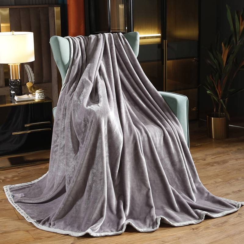 2021新款保暖素色法莱绒毛毯毯子系列 180*200cm 1300g 灰色