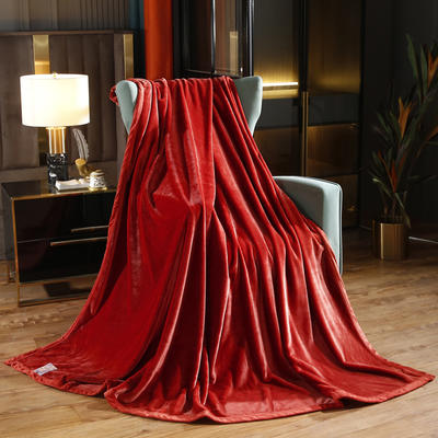 2021新款保暖素色法莱绒毛毯毯子系列 180*200cm 1300g 酒红
