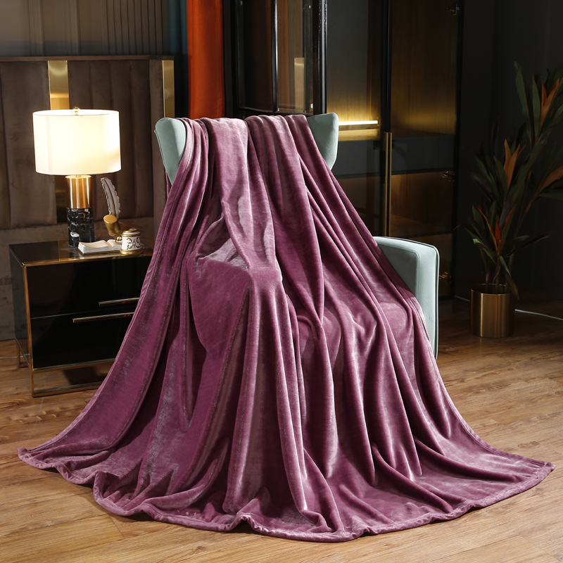 2021新款保暖素色法莱绒毛毯毯子系列 180*200cm 1300g 玫红