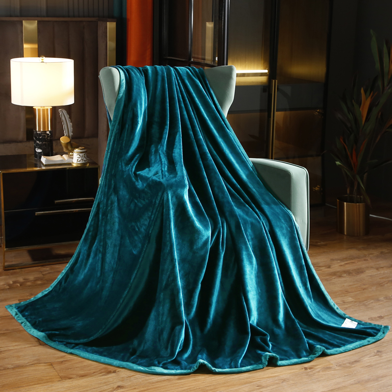 2021新款保暖素色法莱绒毛毯毯子系列 180*200cm 1300g 深蓝