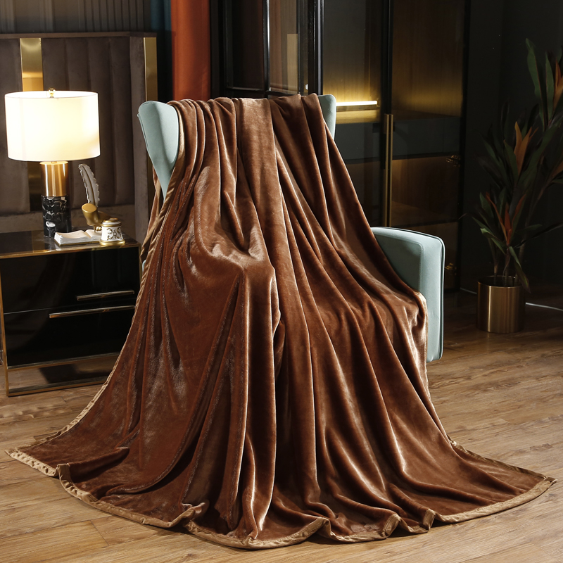 2021新款保暖素色法莱绒毛毯毯子系列 180*200cm 1300g 深棕色
