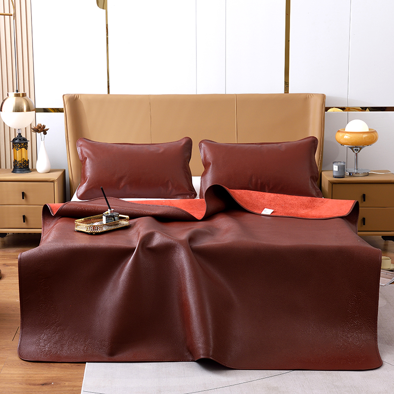 2024新品 牛皮席 三件套带包装 1.8m（6英尺）床 红棕