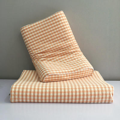 2024全棉水洗棉色织乳胶枕专用枕套 40cmX60cm 红粉小格