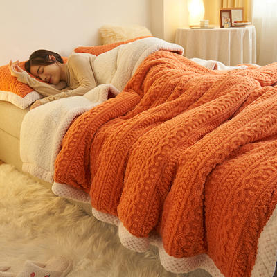 2023新款塔芙绒多功能毛毯被套 150*200cm多功能毛毯被套 提花毛毯-橙色