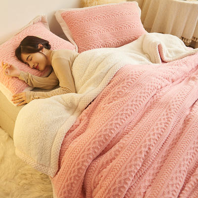 2023新款塔芙绒多功能毛毯被套 150*200cm多功能毛毯被套 提花毛毯-粉色