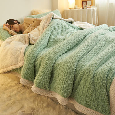 2023新款塔芙绒多功能毛毯被套 150*200cm多功能毛毯被套 提花毛毯-中绿