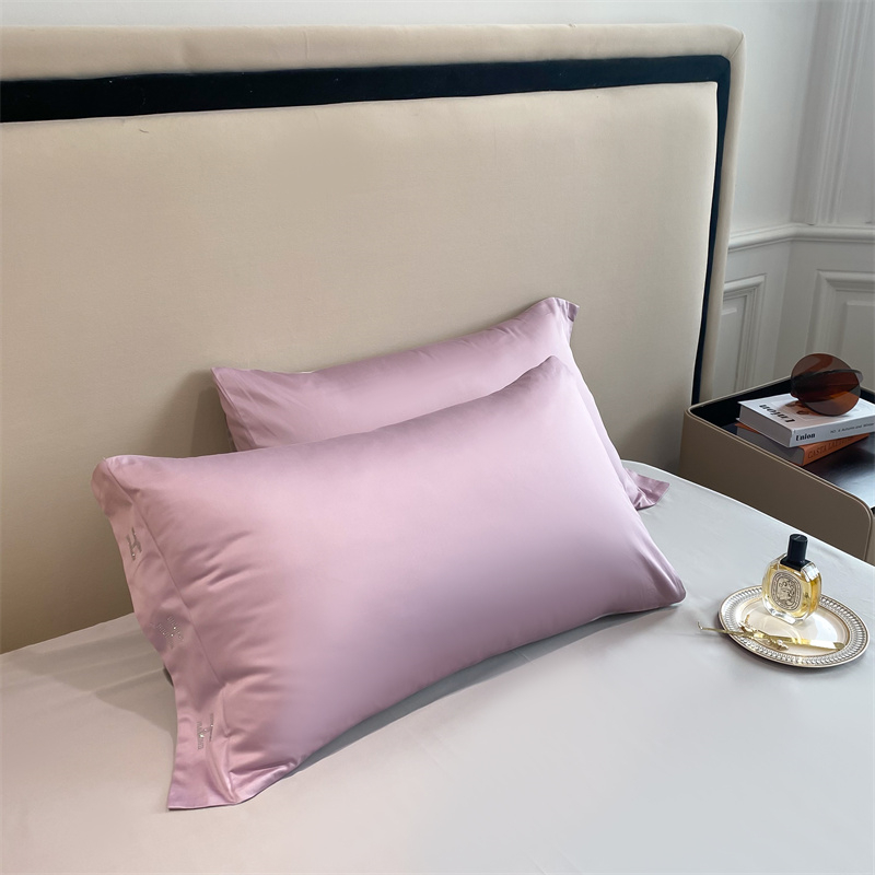 2022新款100支 长绒棉贡缎床品套件系列-枕套 48*74cm/对 罗兰紫