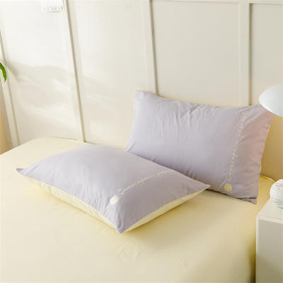2023新款小香全棉单品枕套 48*74cm/对 小香-浅紫+米黄