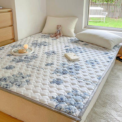 2022新款加厚牛奶绒保暖床垫宽包边直角软垫 1.0*2.0m 蓝颜