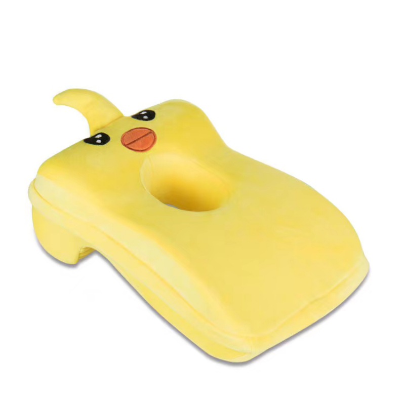 2021新款宝宝绒卡通绣花午睡枕枕头枕芯 黄色（小黄鸭）