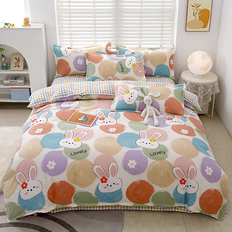 2025新款140克印花磨毛单品被套四件套 兔小妹
